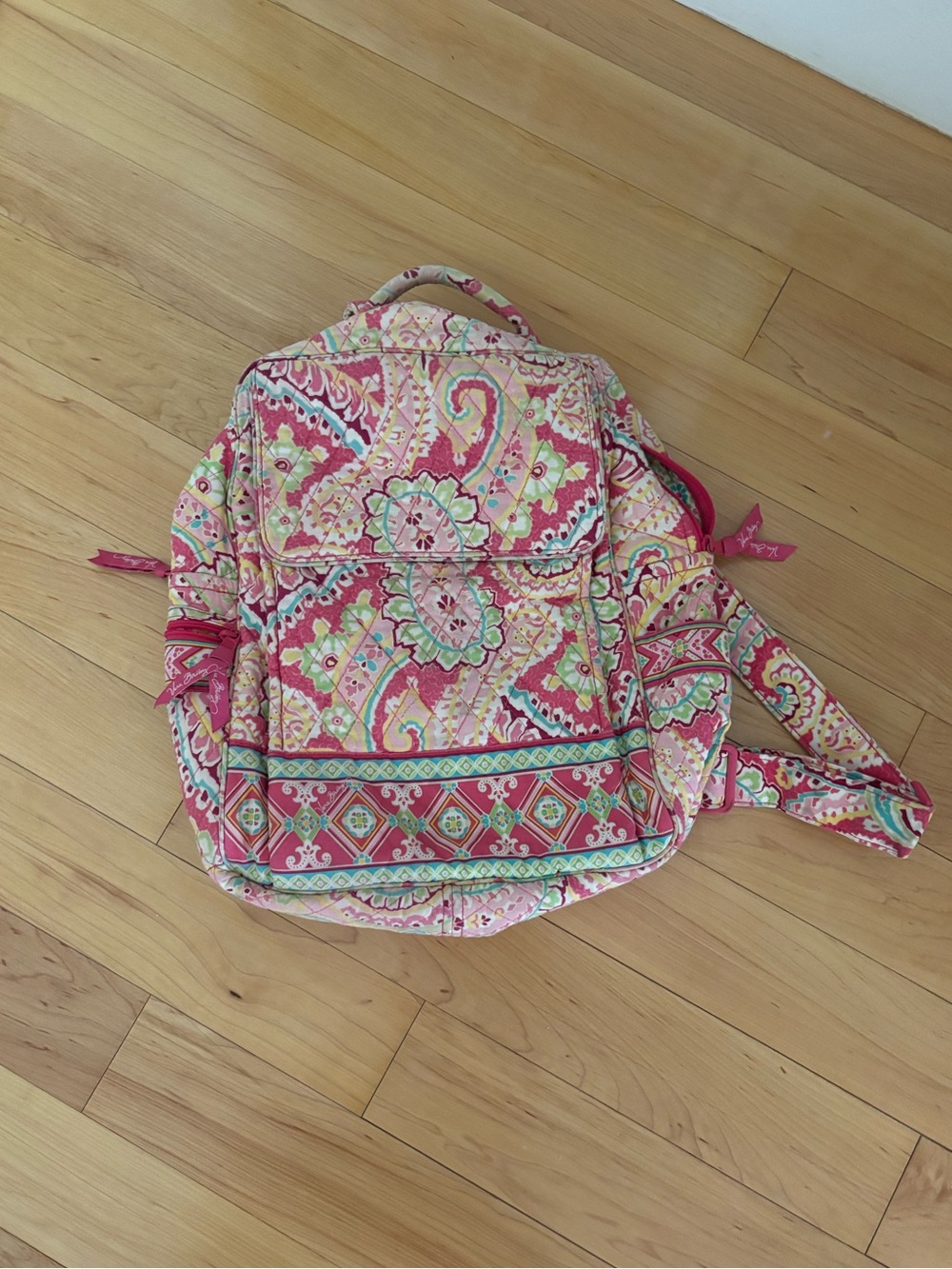 Vera Bradley Pink Floral Paisley Quilted Backpack